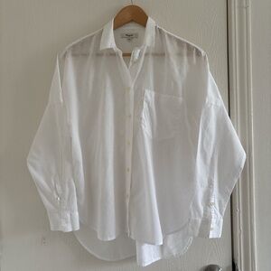 Madewell Women’s White Swiss Dot Button-Up Shirt | Size Small | Long Slee
